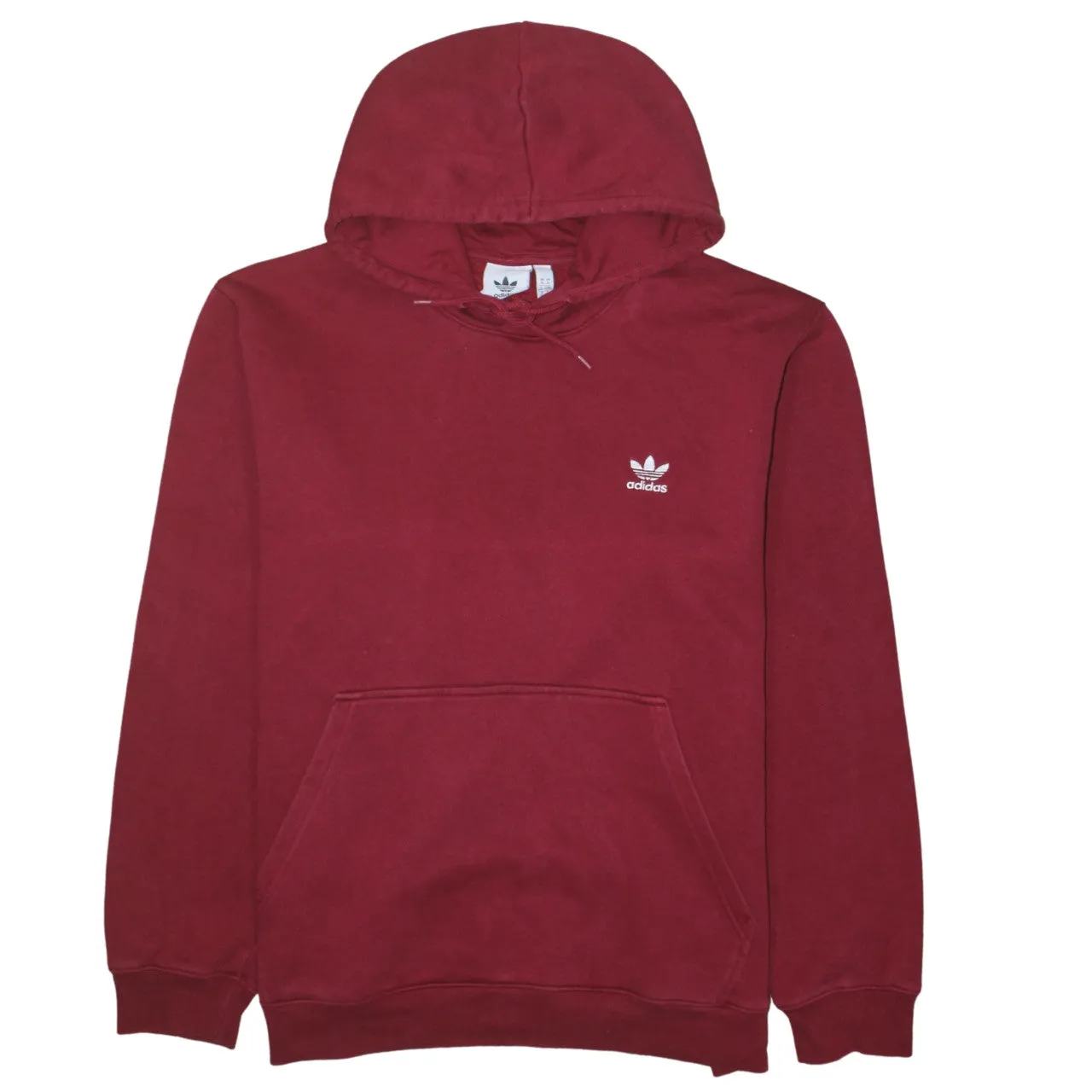 Adidas Burgundy Red Hoodie Men's XLarge Embroidered Trefoil Logo Front Pocket Pullover Sweatshirt sold by Vintage Club