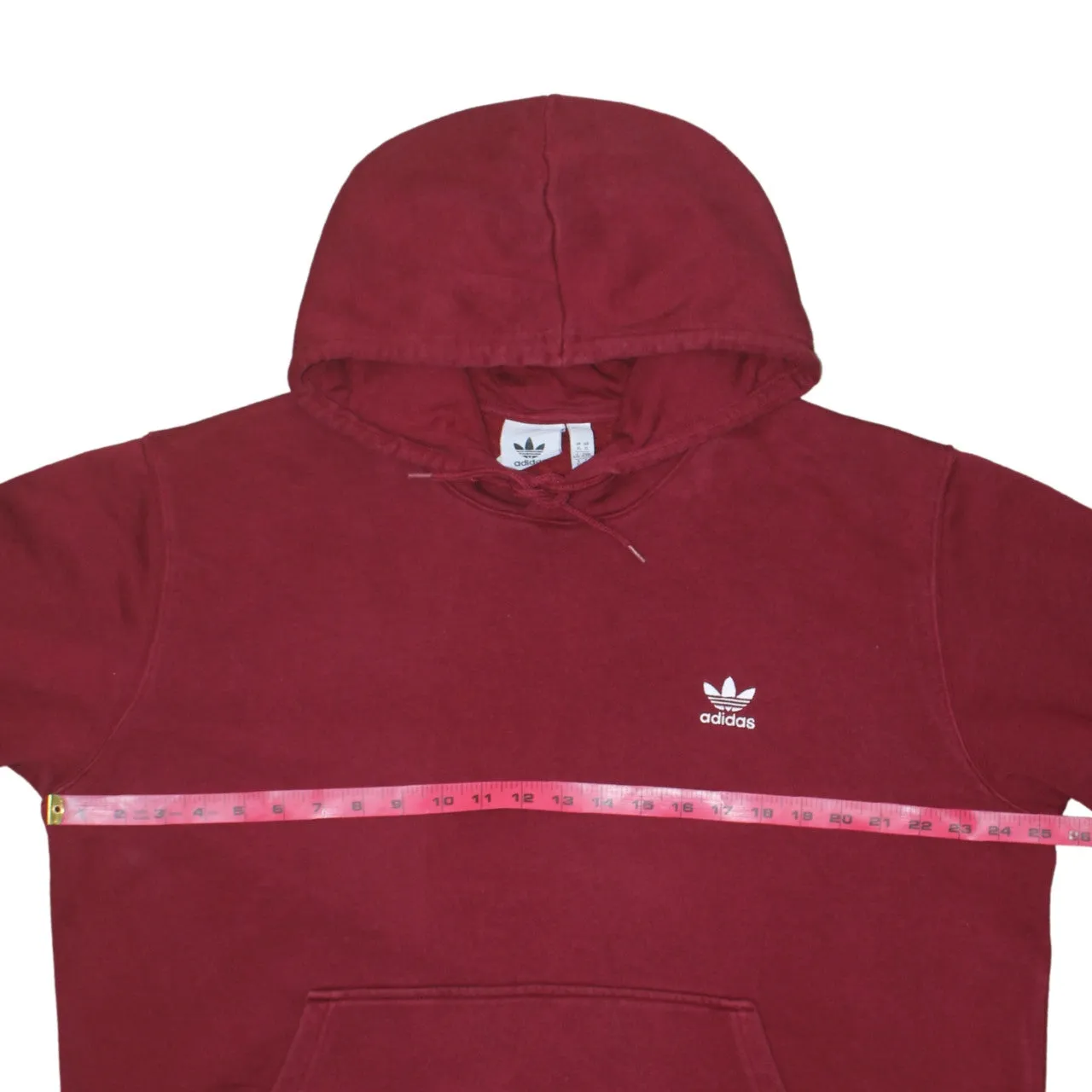 Adidas Burgundy Red Hoodie Men's XLarge Embroidered Trefoil Logo Front Pocket Pullover Sweatshirt sold by Vintage Club product image thumbnail 5