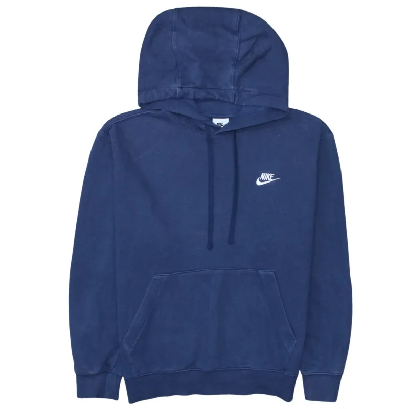 Nike Navy Blue Hoodie Women’s Small Embroidered Swoosh Logo Front Pocket Pullover Sweatshirt sold by Vintage Club
