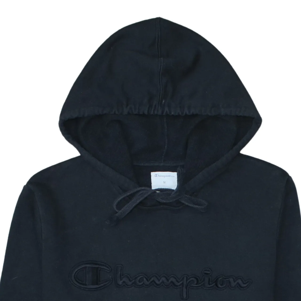 Champion Black Hoodie Men's Medium Embroidered Script Logo Front Pocket Pullover Sweatshirt sold by Vintage Club product image thumbnail 3