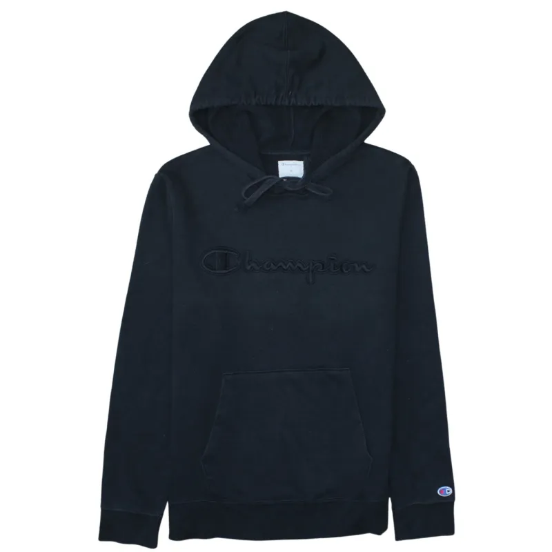 Champion Black Hoodie Men's Medium Embroidered Script Logo Front Pocket Pullover Sweatshirt sold by Vintage Club
