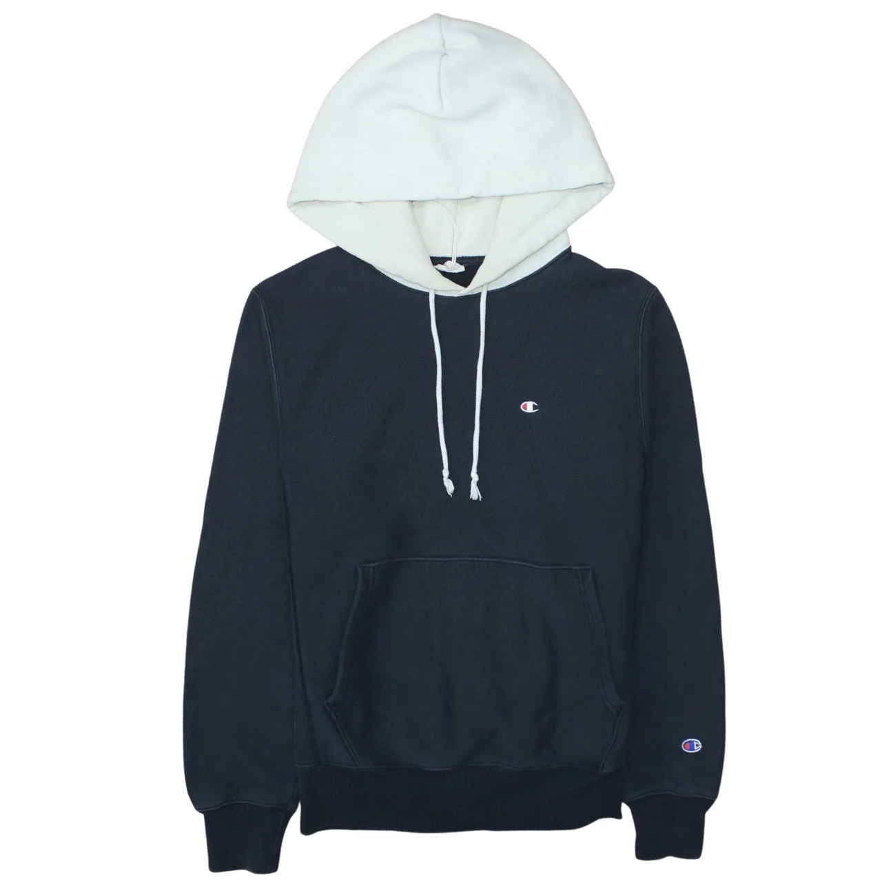 Champion Black Pullover Hoodie Men’s Small Embroidered Logo Contrast Hood Fleece Sweatshirt sold by Vintage Club