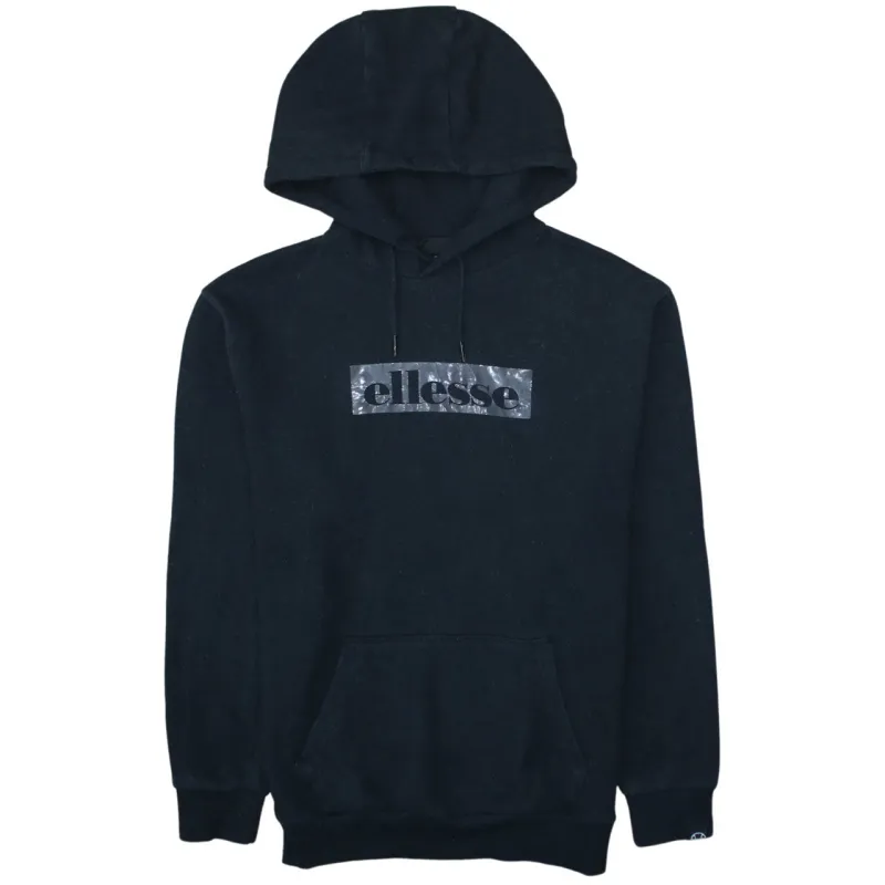 Ellesse Black Hoodie Men's Small Printed Logo Front Pocket Pullover Sweatshirt sold by Vintage Club