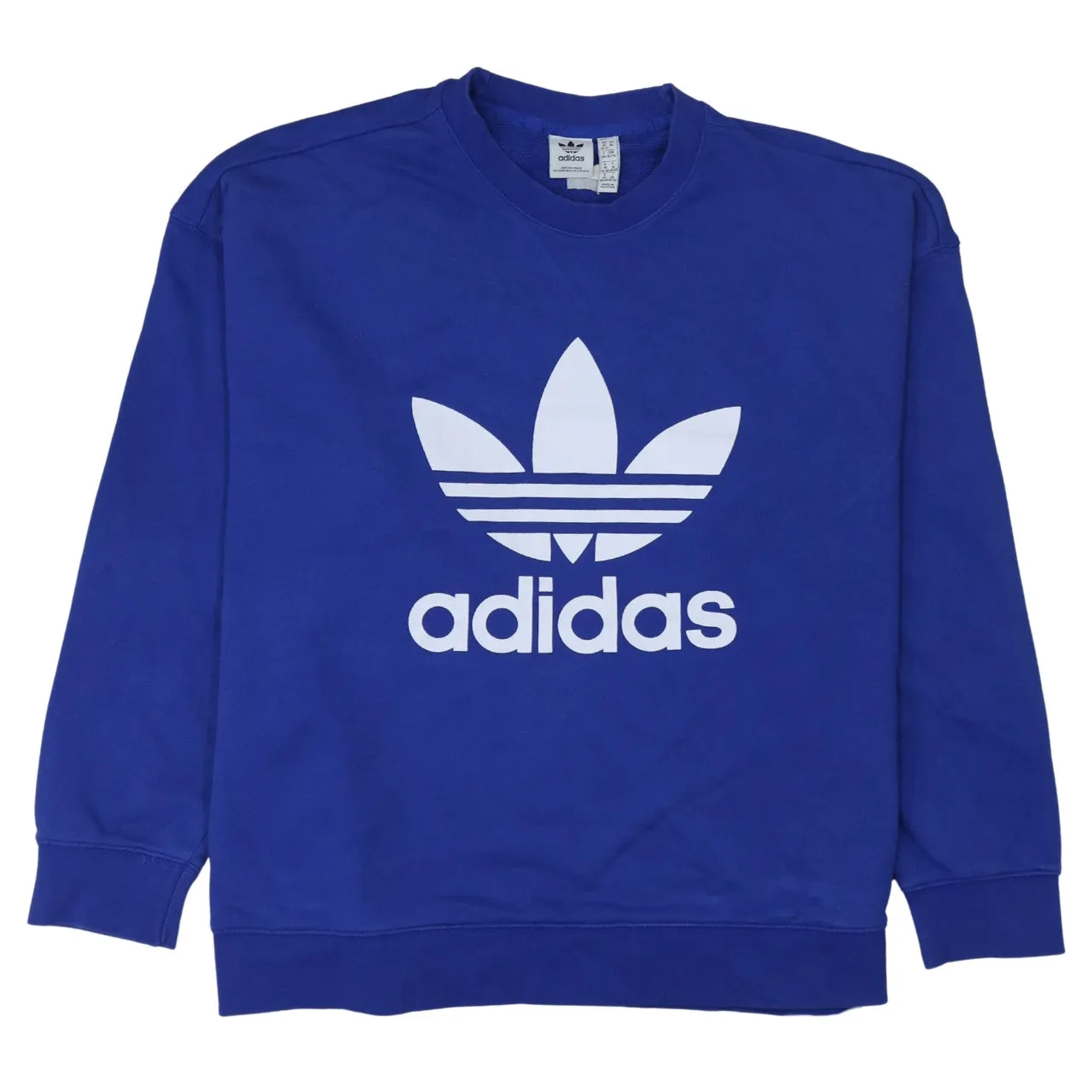 Adidas Royal Blue Sweatshirt Women's XLarge Printed Trefoil Logo Crewneck Pullover Top sold by Vintage Club