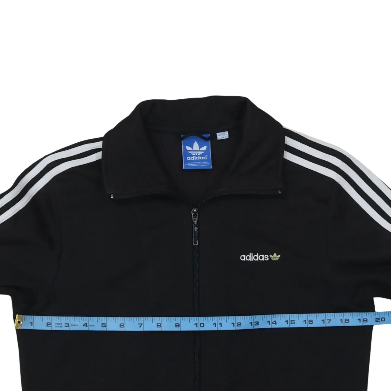 Adidas Black Track Jacket Women’s Medium Three Stripes Zip Pockets Embroidered Logo Top sold by Vintage Club product image thumbnail 5
