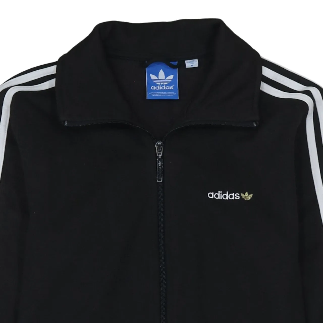 Adidas Black Track Jacket Women’s Medium Three Stripes Zip Pockets Embroidered Logo Top sold by Vintage Club product image thumbnail 3