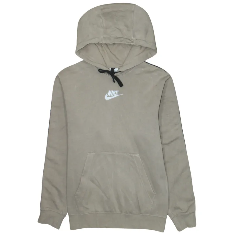 Nike Beige Cream Hoodie Men’s XSmall Embroidered Swoosh Logo Tape Sleeve Pullover Sweatshirt made by Nike