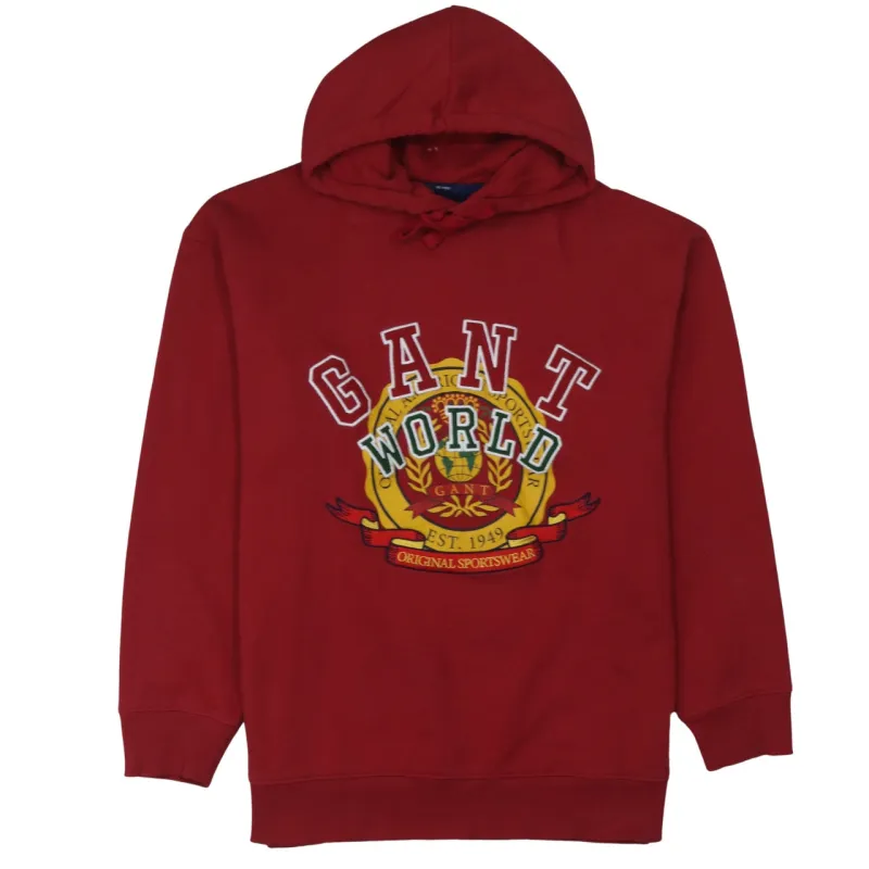GANT Burgundy Red Hoodie Women’s XLarge Embroidered Crest Logo Pullover Sweatshirt Top made by Gant