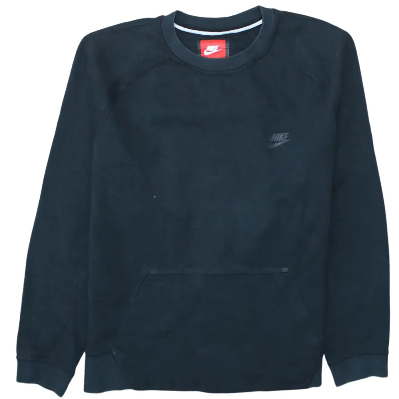 Nike Black Sweatshirt Men's Medium Embroidered Chest Logo Front Pouch Crewneck Pullover sold by Vintage Club