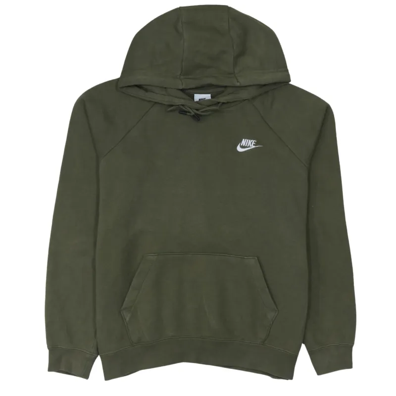 Nike Khaki Green Hoodie Women’s Medium Embroidered Swoosh Logo Front Pocket Pullover Sweatshirt sold by Vintage Club