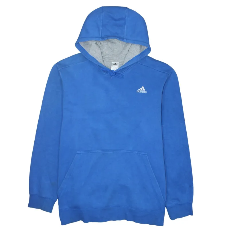 Adidas Blue Hoodie Women’s XLarge Embroidered Chest Logo Front Pocket Pullover Sweatshirt sold by Vintage Club