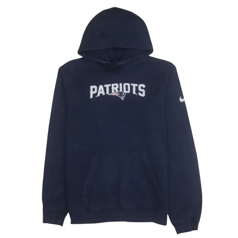 Nike Navy Blue Hoodie Men’s Medium Patriots Printed Logo Fleece Pullover Sweatshirt sold by Vintage Club