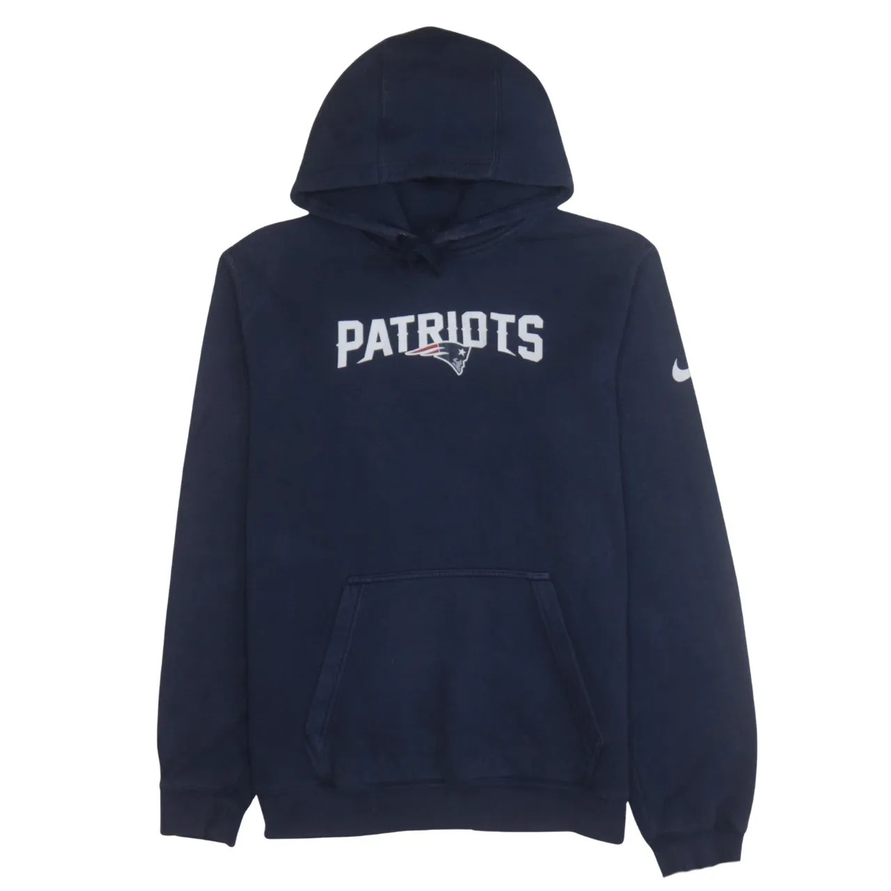 Nike Navy Blue Hoodie Men’s Medium Patriots Printed Logo Fleece Pullover Sweatshirt sold by Vintage Club