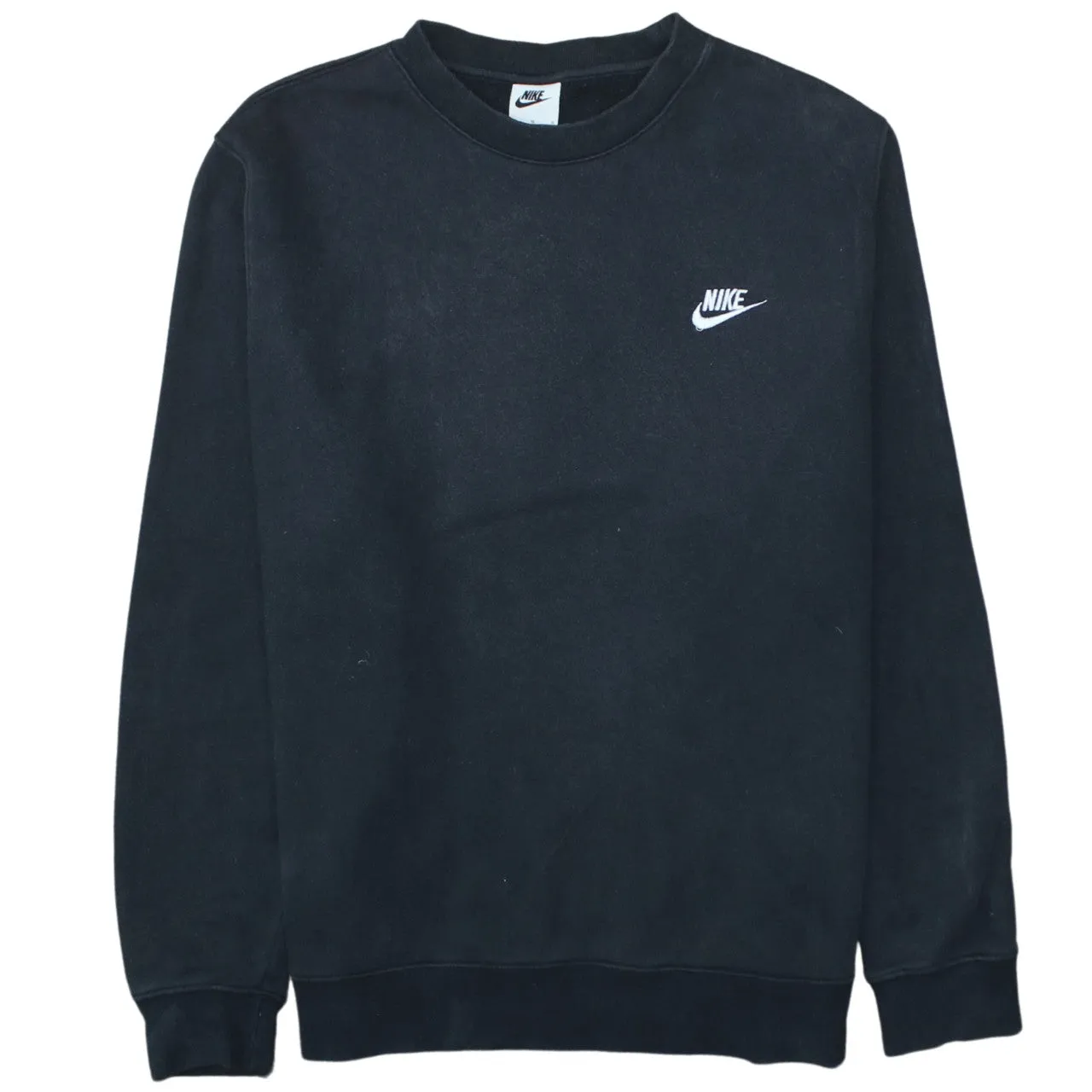 Nike Black Sweatshirt Men's Large Embroidered Swoosh Logo Crewneck Pullover Fleece Top sold by Vintage Club