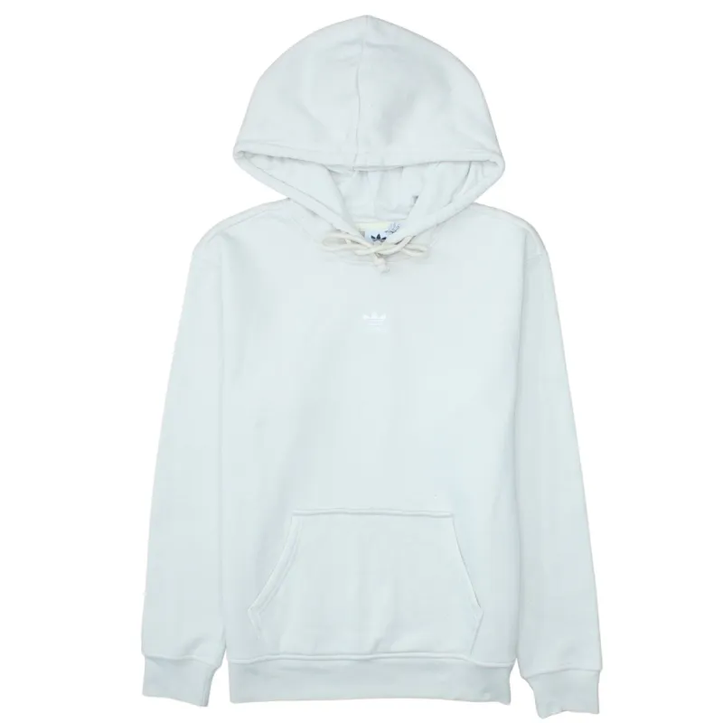 Adidas White Hoodie Women’s Medium Embroidered Trefoil Logo Front Pocket Pullover Sweatshirt sold by Vintage Club