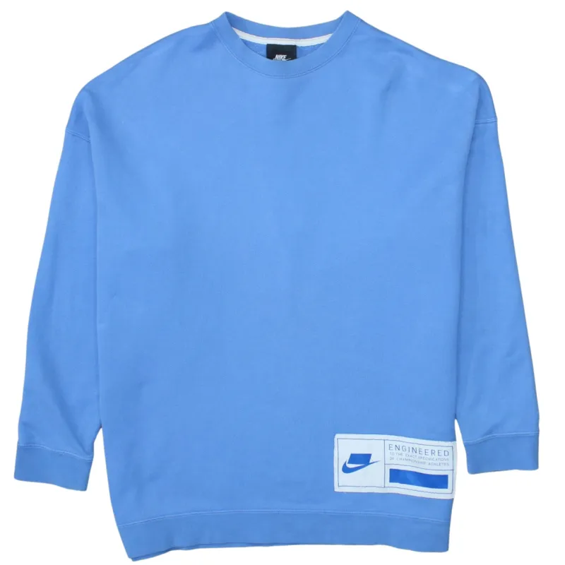 Nike Light Blue Sweatshirt Men’s XSmall Engineered Patch Logo Crewneck Pullover Top sold by Vintage Club