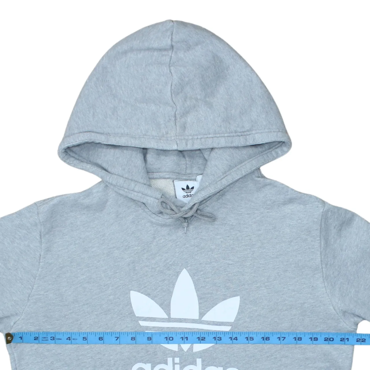 Adidas Grey Hoodie Men's Medium Printed Trefoil Logo Front Pocket Pullover Sweatshirt sold by Vintage Club product image thumbnail 5