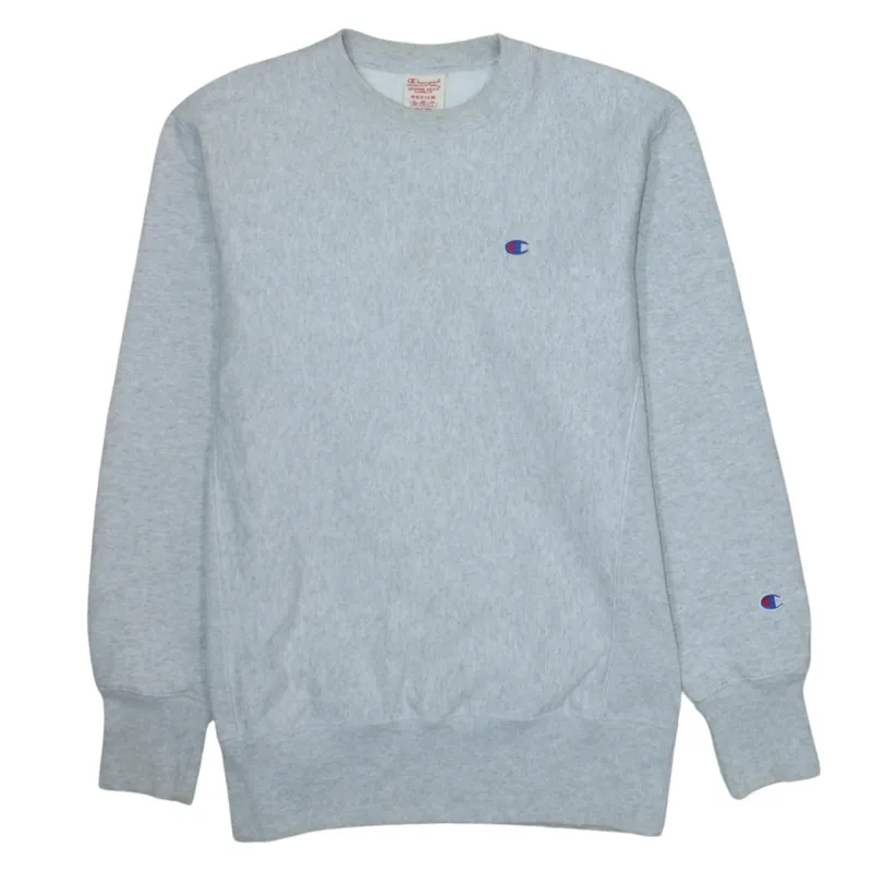 Champion Light Grey Sweatshirt Men's Medium Embroidered C Logo Crewneck Pullover Fleece Top sold by Vintage Club