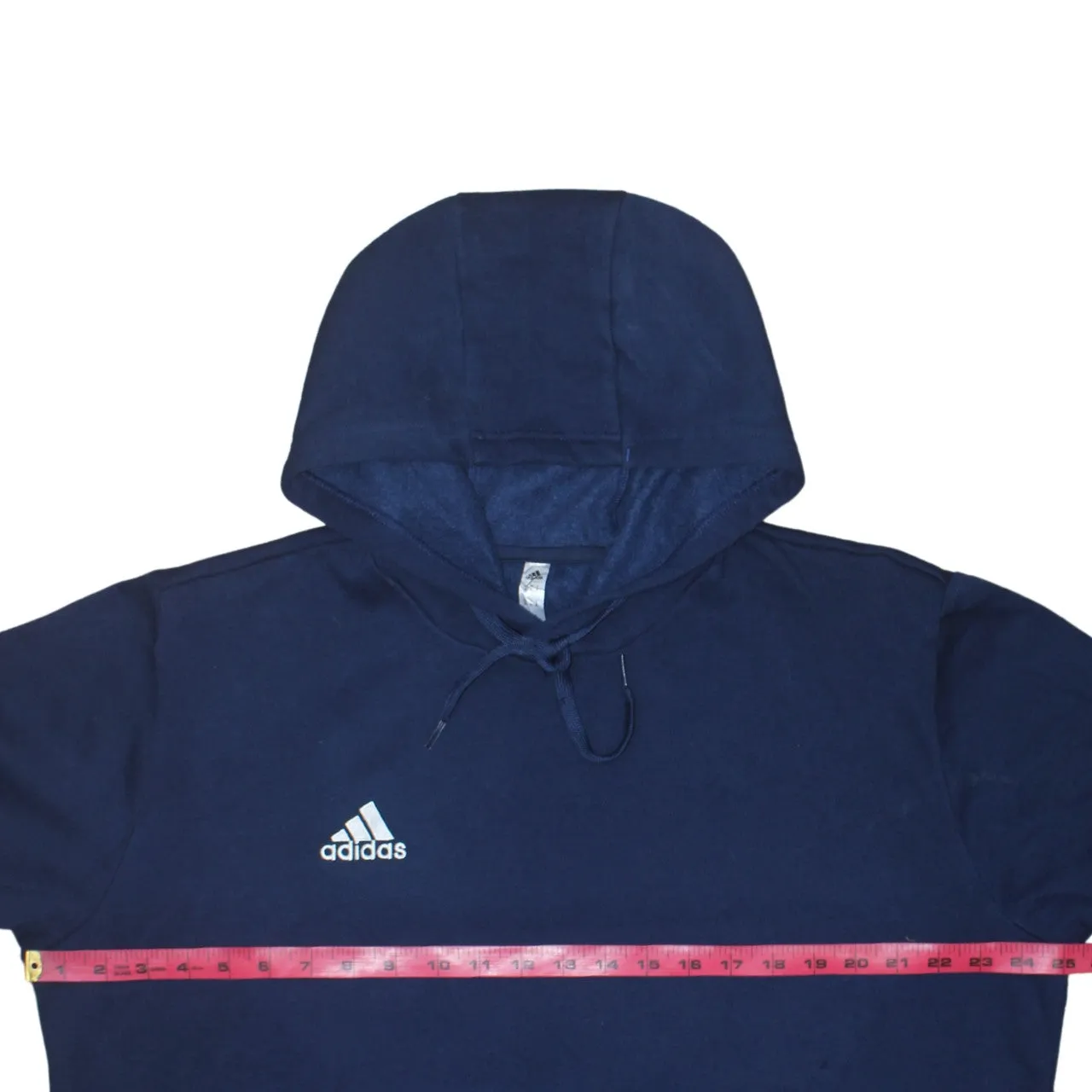 Adidas Navy Blue Hoodie Women’s XLarge Embroidered Chest Logo Front Pocket Fleece Pullover sold by Vintage Club product image thumbnail 5