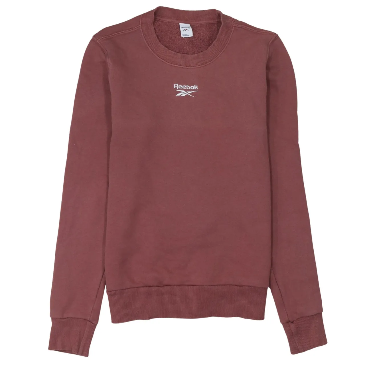 Reebok Burgundy Red Sweatshirt Men's XSmall Embroidered Chest Logo Ribbed Crewneck Pullover sold by Vintage Club