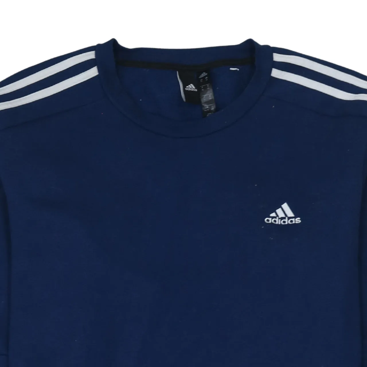 Adidas Navy Blue Sweatshirt Men's XLarge Three Stripe Shoulders Embroidered Logo Pullover Top sold by Vintage Club product image thumbnail 3