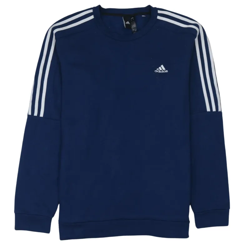 Adidas Navy Blue Sweatshirt Men's XLarge Three Stripe Shoulders Embroidered Logo Pullover Top sold by Vintage Club