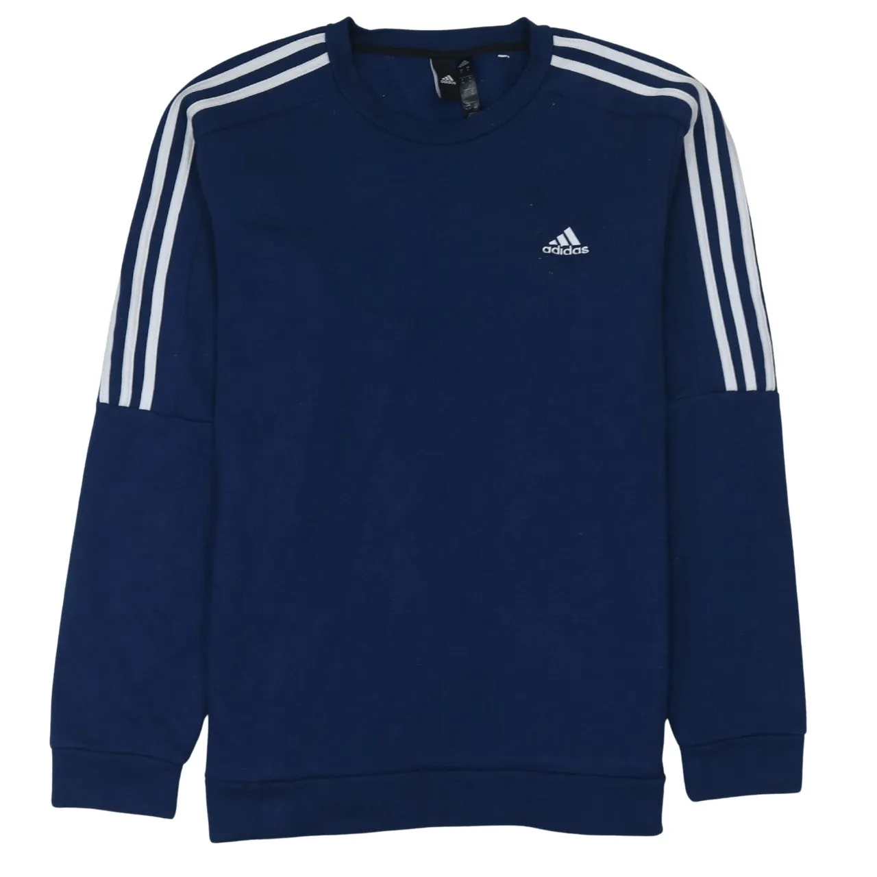 Adidas Navy Blue Sweatshirt Men's XLarge Three Stripe Shoulders Embroidered Logo Pullover Top sold by Vintage Club