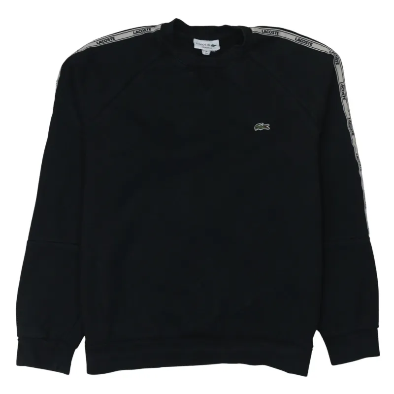 Lacoste Black Sweatshirt Men’s Large Embroidered Croc Logo Branded Taped Sleeve Pullover Top made by Lacoste