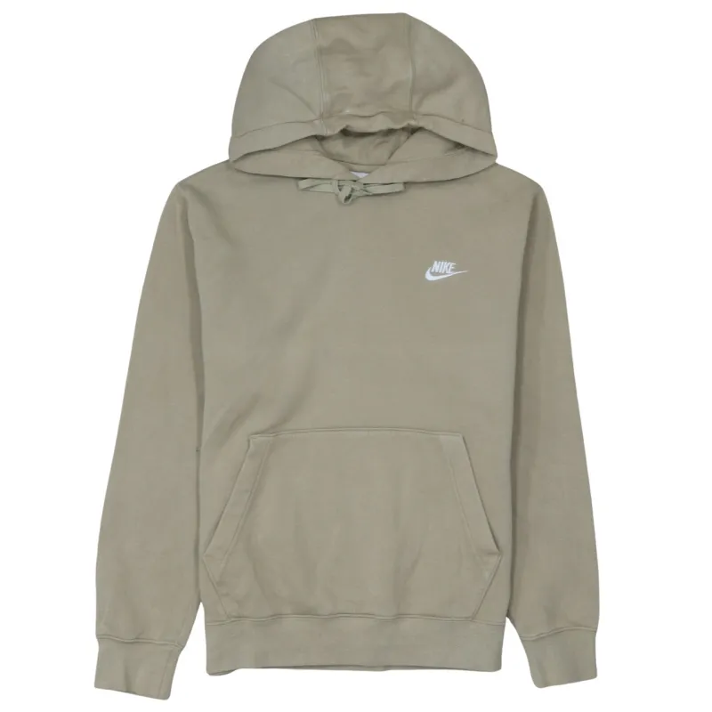 Nike Beige Cream Hoodie Men's Small Embroidered Swoosh Logo Front Pocket Pullover Sweatshirt sold by Vintage Club