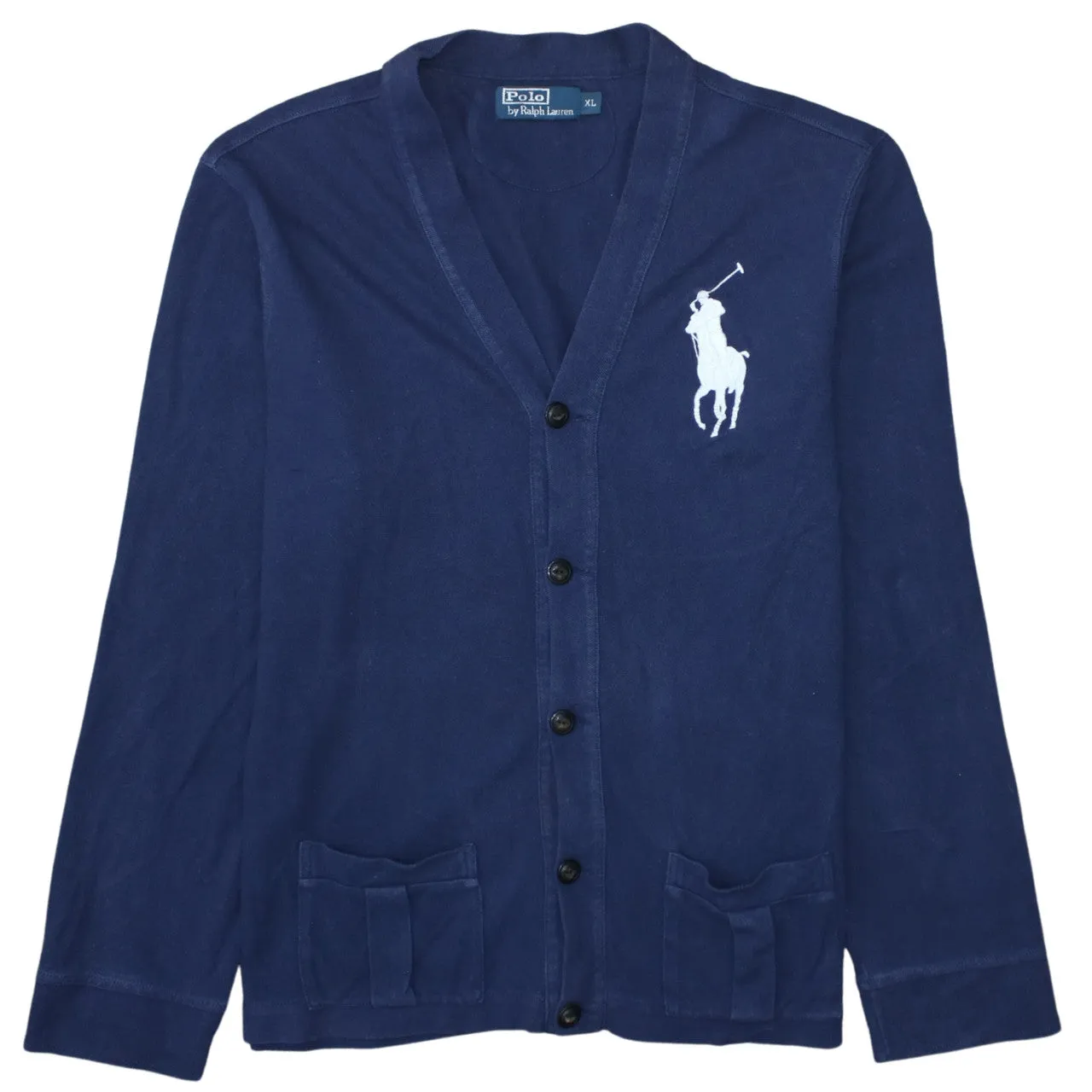 Polo Ralph Lauren Navy Blue Cardigan Women’s XLarge Large Pony Logo Button Knit Jumper sold by Vintage Club