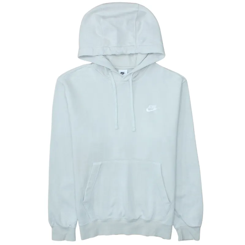Nike Light Grey Hoodie Men’s Small Embroidered Swoosh Logo Front Pocket Pullover Sweatshirt sold by Vintage Club