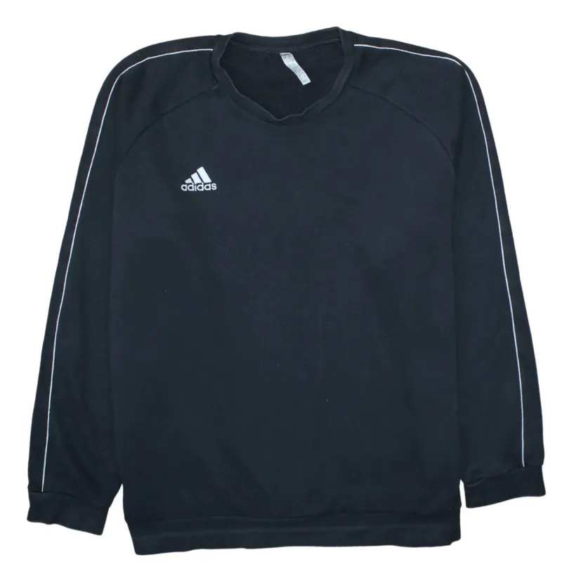 Adidas Black Sweatshirt Men's XXLarge Embroidered Chest Logo Contrast Piping Pullover Top sold by Vintage Club