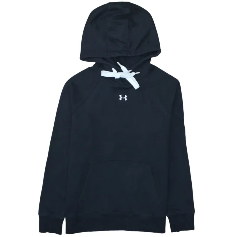 Under Armour Black Hoodie Men's Medium Printed Chest Logo Front Pocket Pullover Sweatshirt made by Under Armour