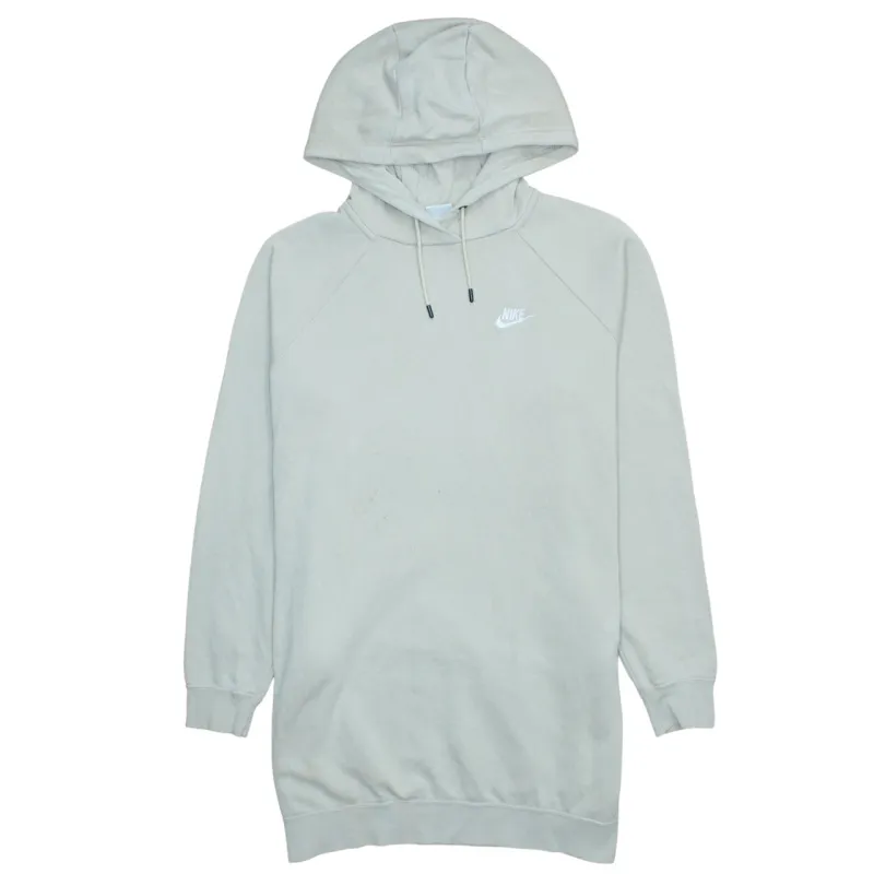 Nike Light Grey Hoodie Men’s Medium Embroidered Swoosh Longline Pullover Sweatshirt sold by Vintage Club