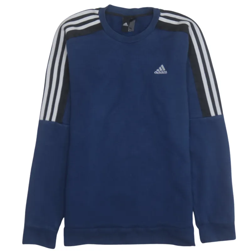 Adidas Navy Blue Sweatshirt Men's Small Embroidered Logo Three Stripe Sleeves Pullover Top sold by Vintage Club