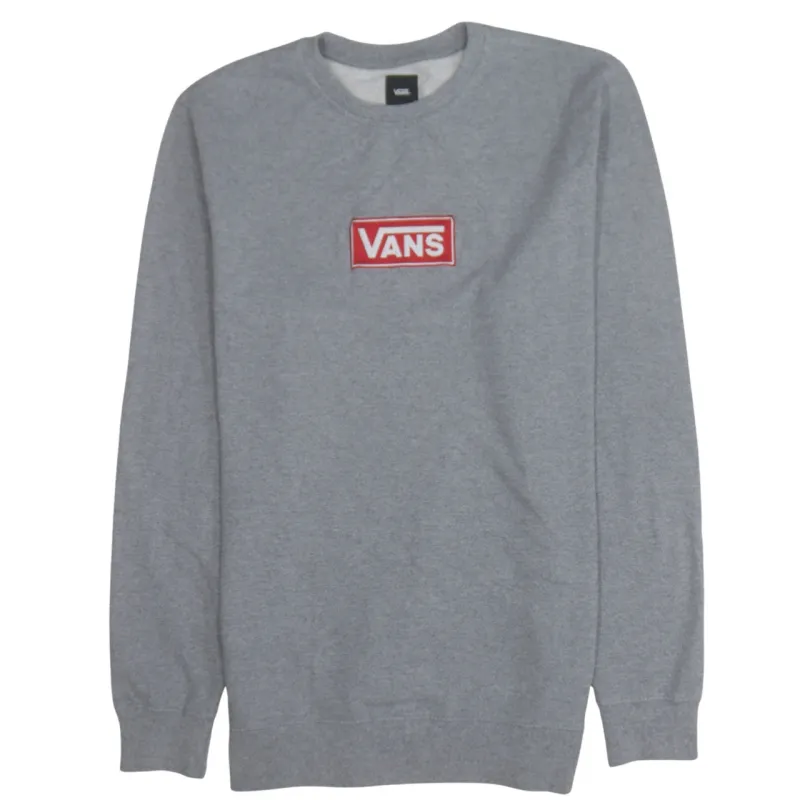 VANS Grey Sweatshirt Women's Large Printed Box Logo Crewneck Pullover Fleece Top sold by Vintage Club
