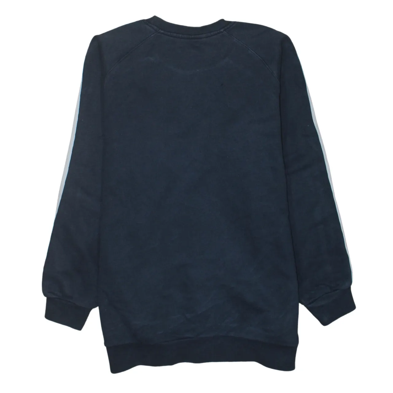 Adidas Navy Blue Sweatshirt Women's Large Embroidered Logo Three Stripe Sleeves Pullover Top sold by Vintage Club product image thumbnail 2