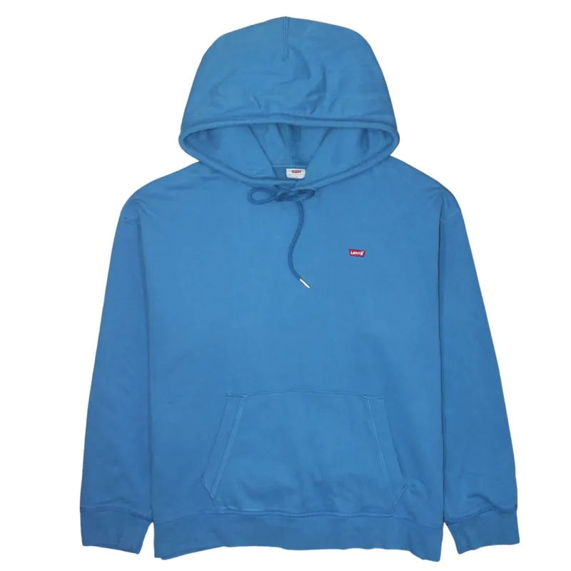 Levi's Blue Hoodie Women’s XLarge Small Box Logo Drawstring Hood Front Pocket Sweatshirt sold by Vintage Club