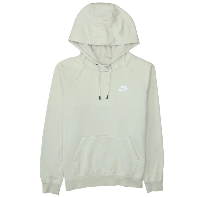 Nike Beige Cream Hoodie Men's Medium Printed Swoosh Logo Front Pocket Pullover Sweatshirt made by Nike