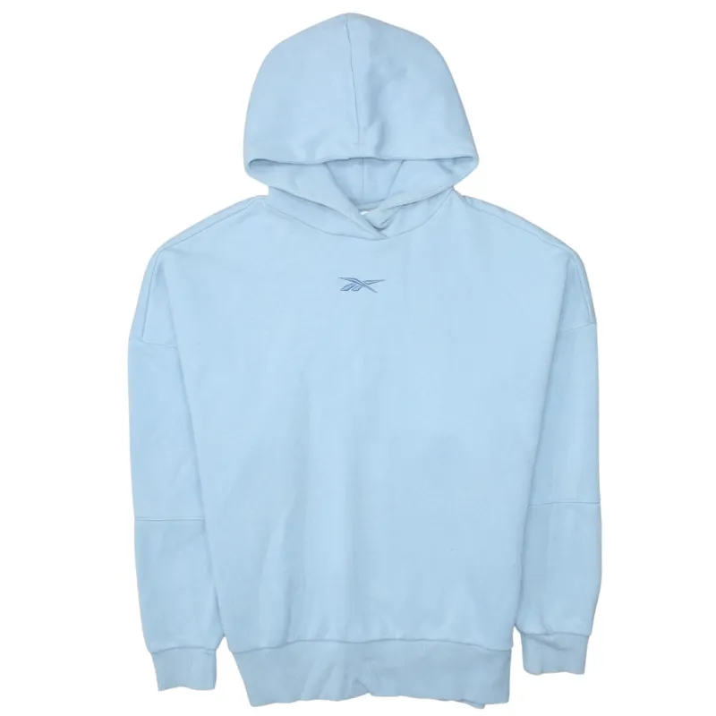 Reebok Light Blue Hoodie Women’s XSmall Embroidered Logo Pullover Ribbed Hem Sweatshirt made by Reebok