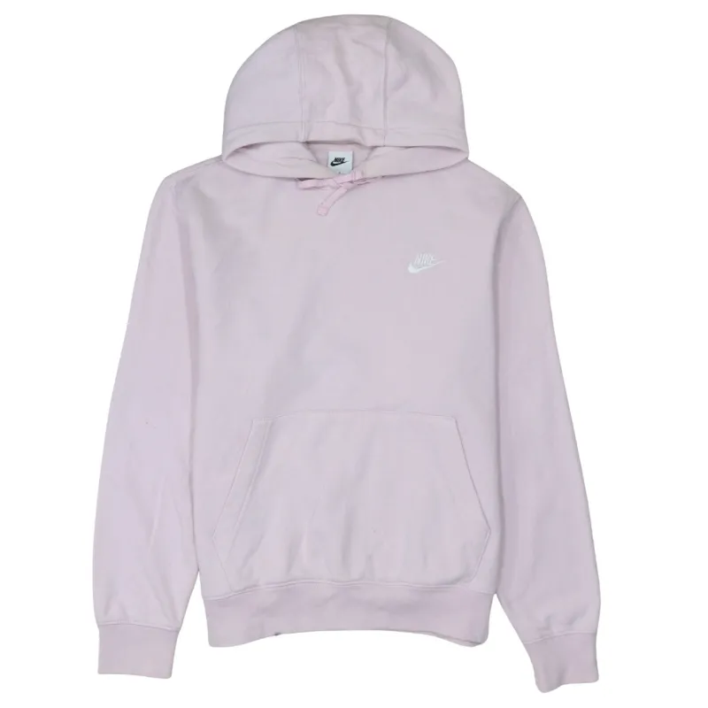 Nike Light Pink Hoodie Men's Medium Printed Swoosh Logo Front Pocket Pullover Sweatshirt sold by Vintage Club