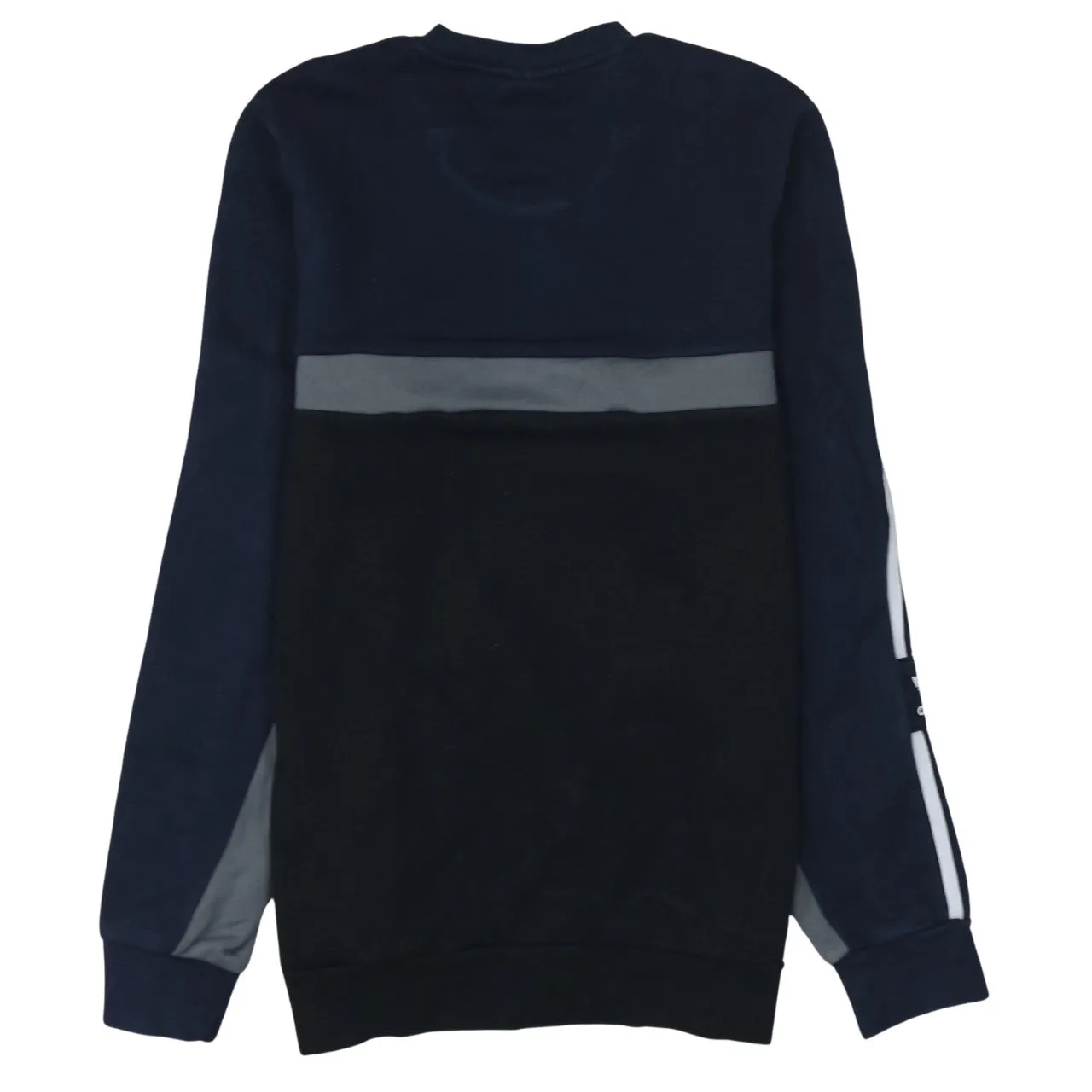Adidas Black Navy Sweatshirt Women's XLarge Embroidered Trefoil Logo Three Stripe Sleeves Pullover Top sold by Vintage Club product image thumbnail 2