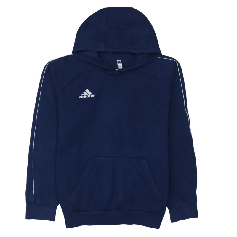 Adidas Navy Blue Hoodie Men's Small Embroidered Logo Piping Detail Pullover Sweatshirt sold by Vintage Club