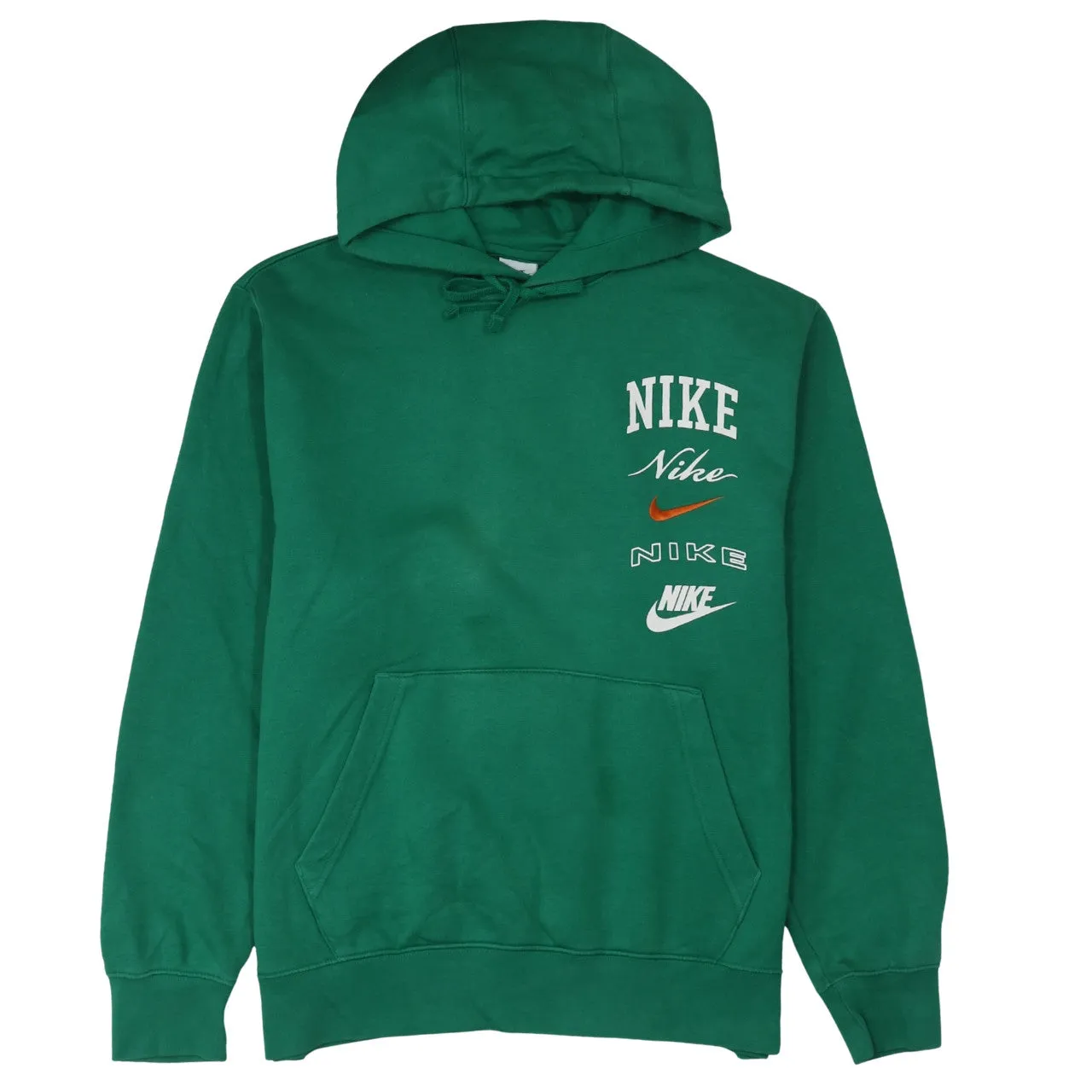 Nike Green Hoodie Men's Large Multi Logo Printed Chest Pullover Sweatshirt sold by Vintage Club