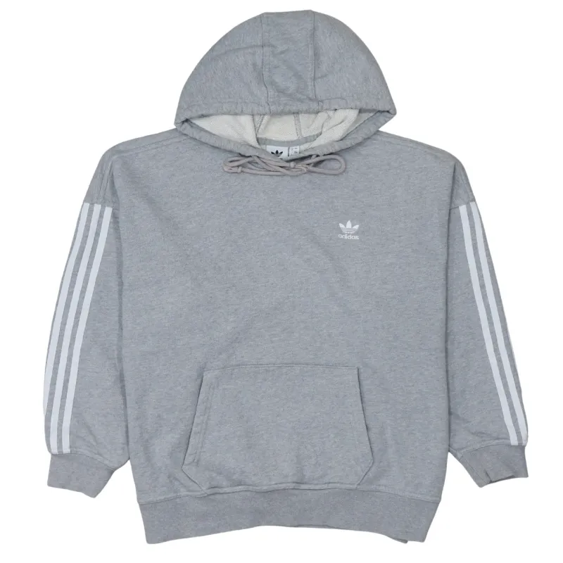 Adidas Grey Hoodie Women’s XLarge Trefoil Embroidered Logo Three Stripe Sleeve Pullover Sweatshirt sold by Vintage Club