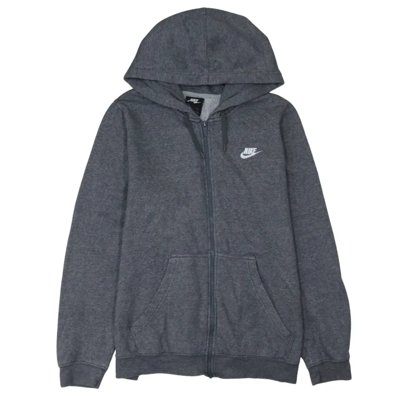 Nike Dark Grey Full Zip Hoodie Women's XLarge Embroidered Swoosh Split Pockets Sweatshirt sold by Vintage Club