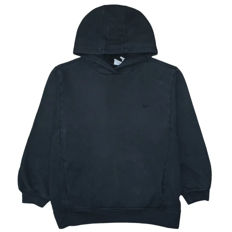 Adidas Black Hoodie Women’s XLarge Embroidered Trefoil Logo Minimalist Pullover Sweatshirt sold by Vintage Club