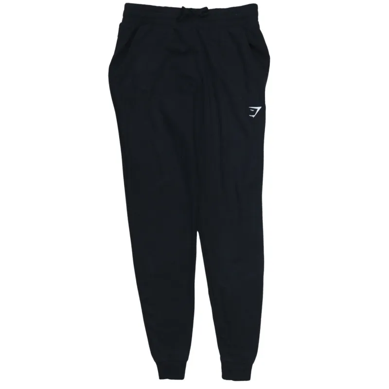 Gymshark Black Joggers Men's Small Elastic Waist Cuffed Ankles Printed Logo Sweatpants sold by Vintage Club