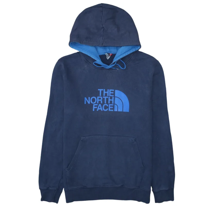 The North Face Navy Blue Hoodie Men's Large Printed Logo Front Pocket Pullover Sweatshirt sold by Vintage Club