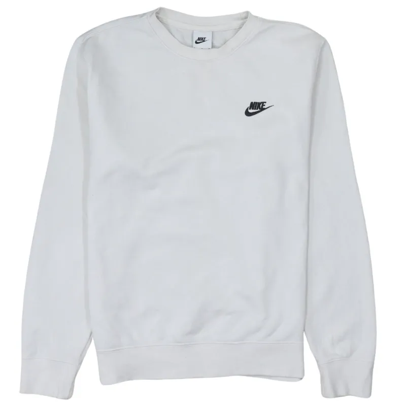 Nike White Sweatshirt Men's Small Embroidered Swoosh Logo Crewneck Pullover Jumper made by Nike